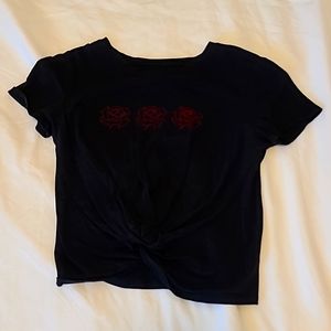 Black and red rose crop top
